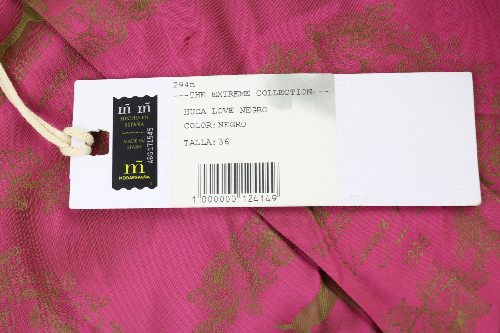 THE EXTREME COLLECTION Huga Love Negro moteriškas juodas aksominis raštuotas švarkas, 36 dydis 