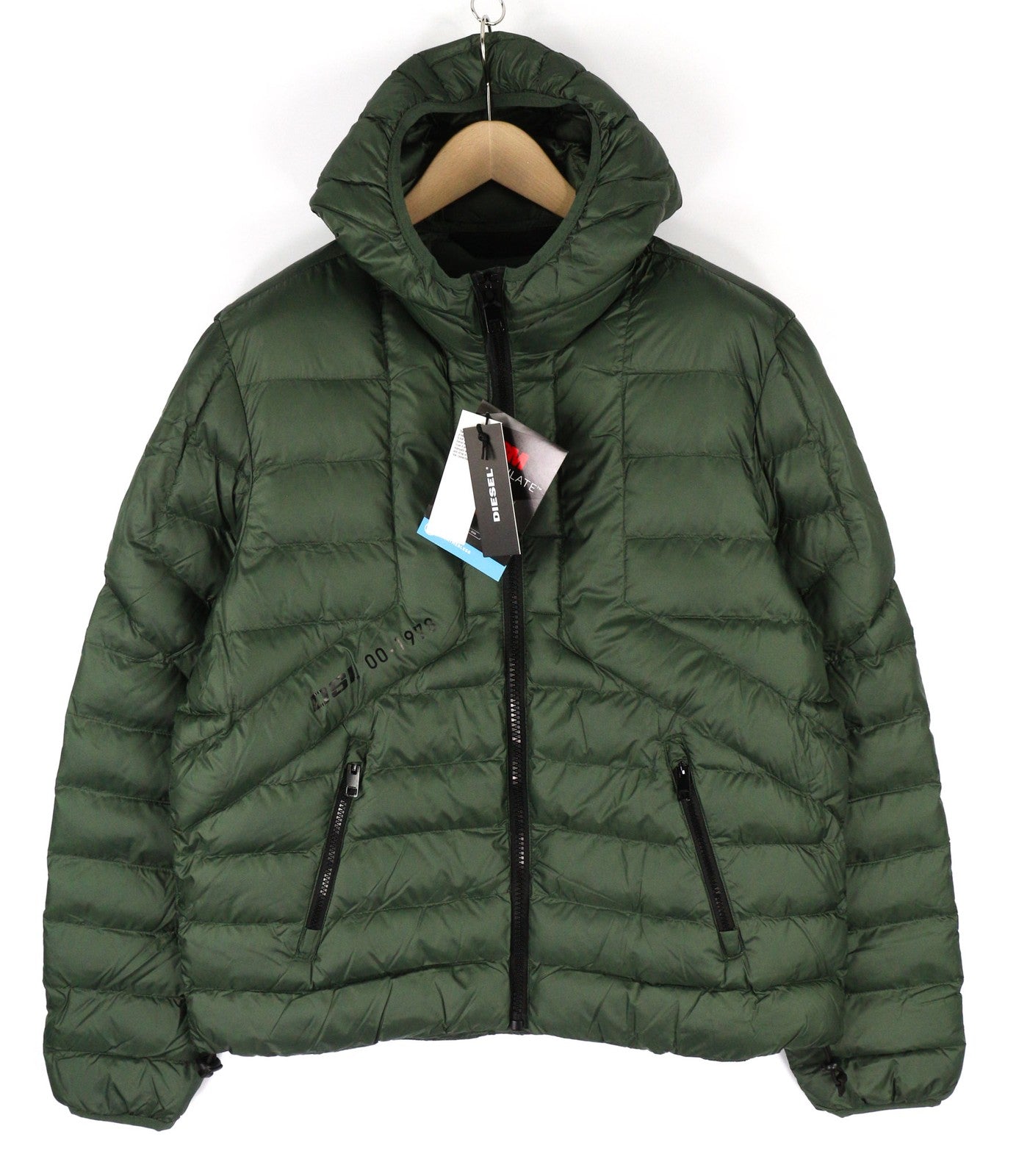 DIESEL W-Dwain Men's Jacket L Black 3M Thinsulate Hooded  Zipped Puffer RRP299