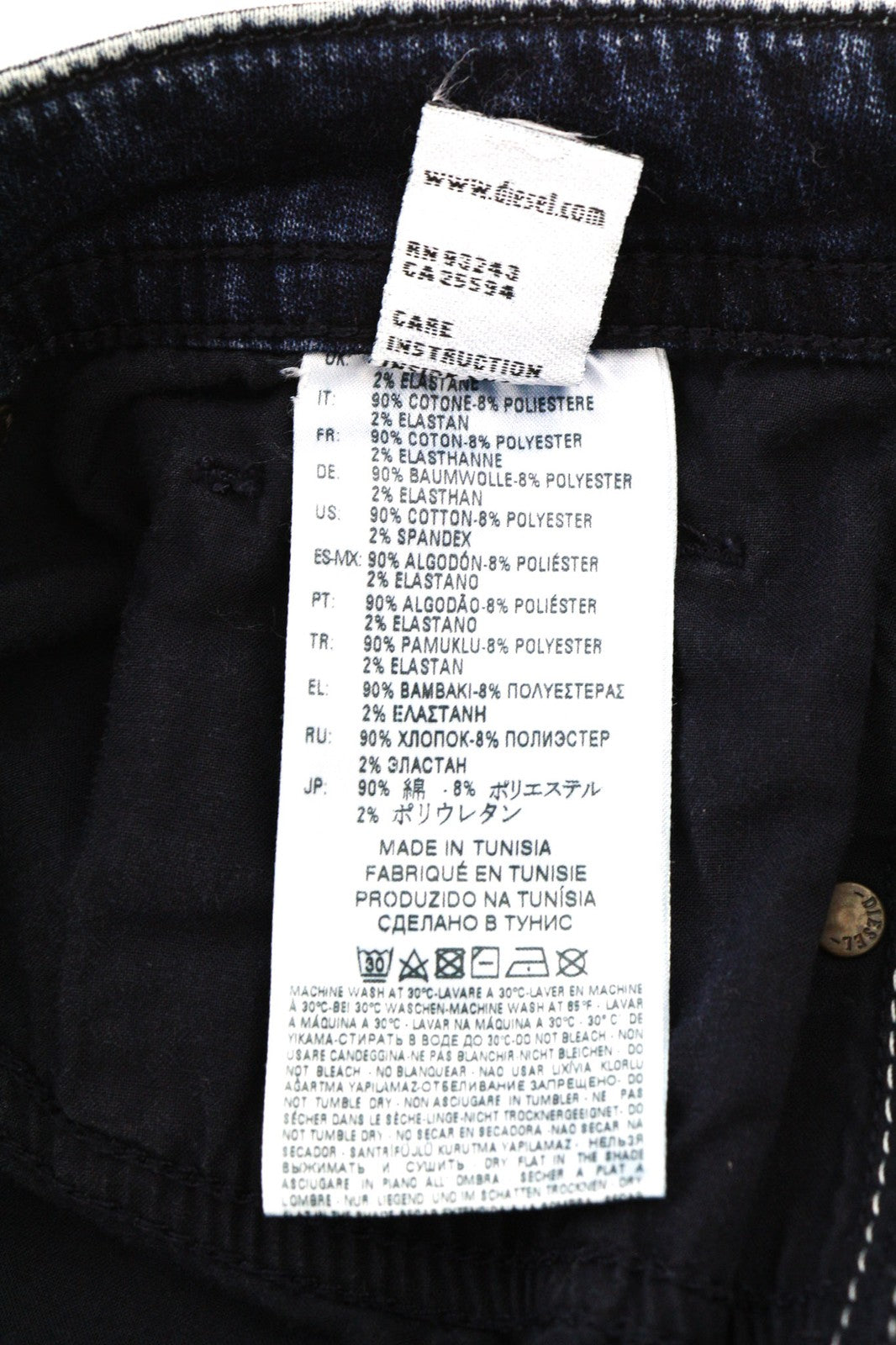 DIESEL Thommer CB-NE 0699Z vyriški džinsai W28 mėlyni, skalbti, prigludę, tamprūs užtrauktukai 