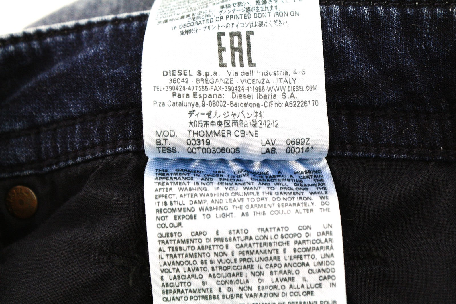 DIESEL Thommer CB-NE 0699Z vyriški džinsai W28 mėlyni, tamprūs, skalbti, ploni, su užtrauktuku 