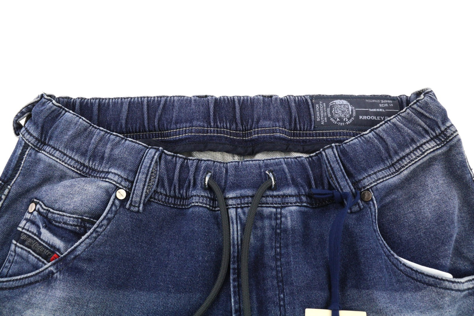DIESEL Krooly R-NE 084PE vyriški džinsai W28 Blue Distress Jogg Slim Stretch 