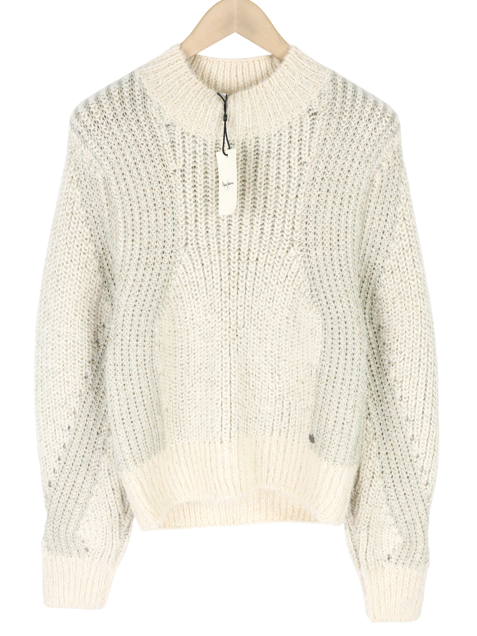 PEPE JEANS Marissa Women's L Off-White Wool Blend Knit Long Sleeve Jumper