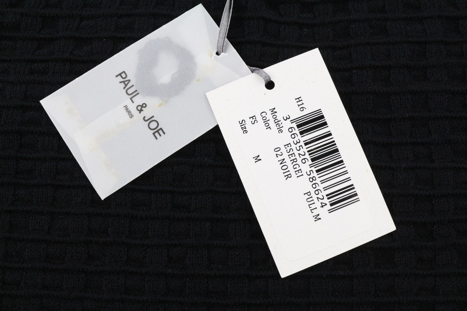 PAUL &amp; JOE vyriškas juodas apvalios iškirptės medvilnės vilnos ilgomis rankovėmis laisvalaikio džemperis M dydžio 