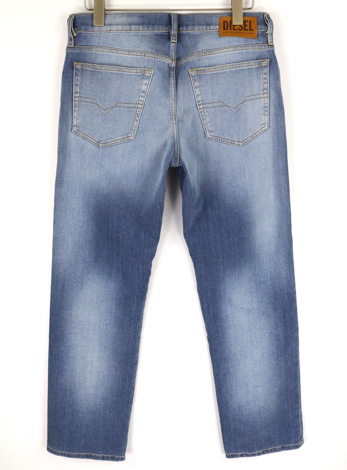 DIESEL D-Mihtry 009NF vyriški džinsai W32/L30 mėlyni, tiesūs, skalbti, tamprūs su sagomis 
