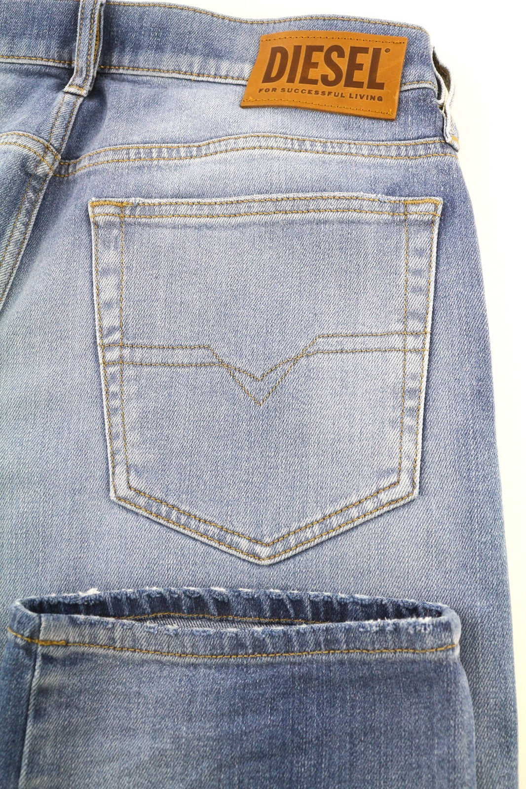 DIESEL D-Mihtry 009NF vyriški džinsai W32/L30 mėlyni, tiesūs, skalbti, tamprūs su sagomis 