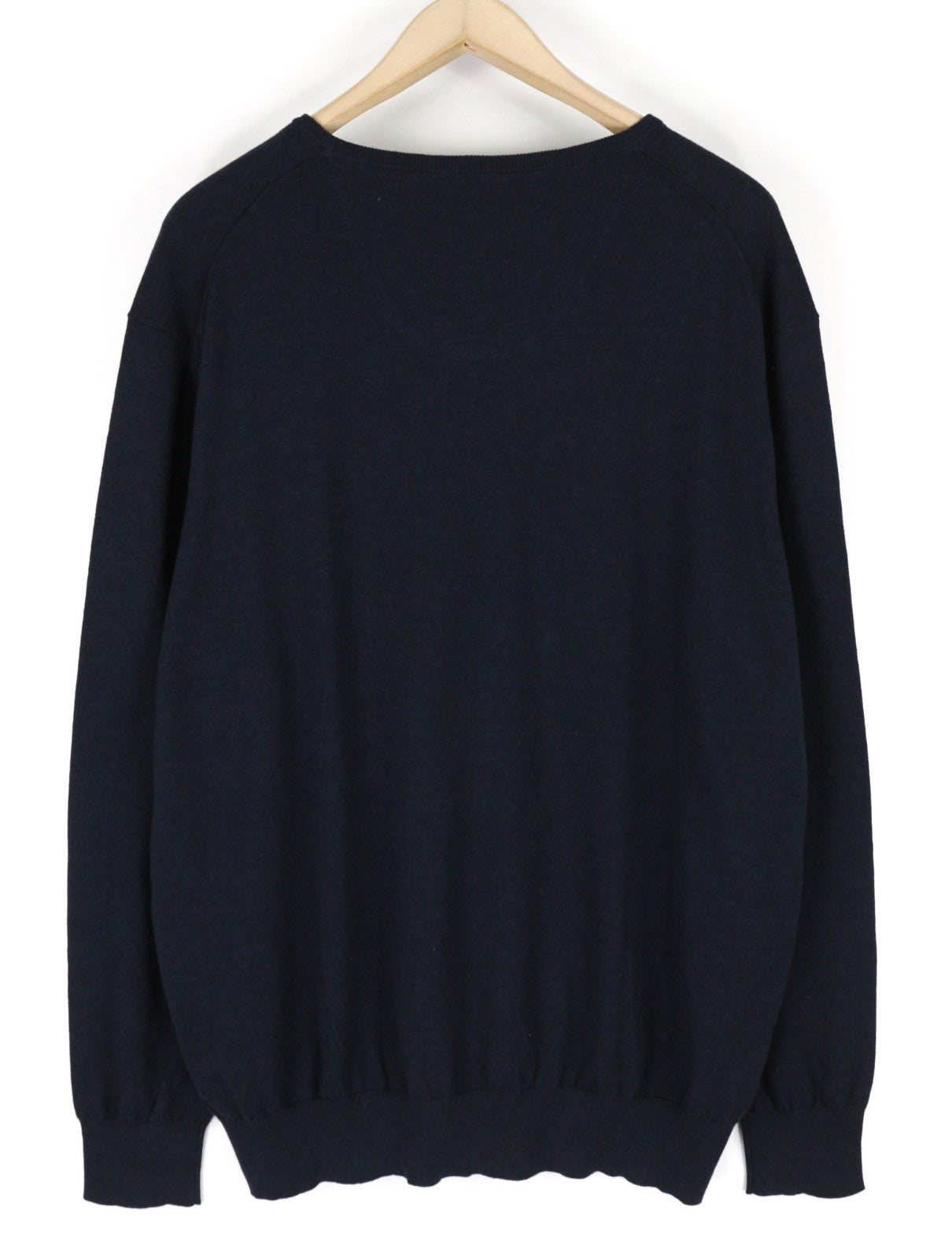 STATE OF ART Men's 3XL Navy Silk Cotton Cashmere V-Neck Knit Pullover