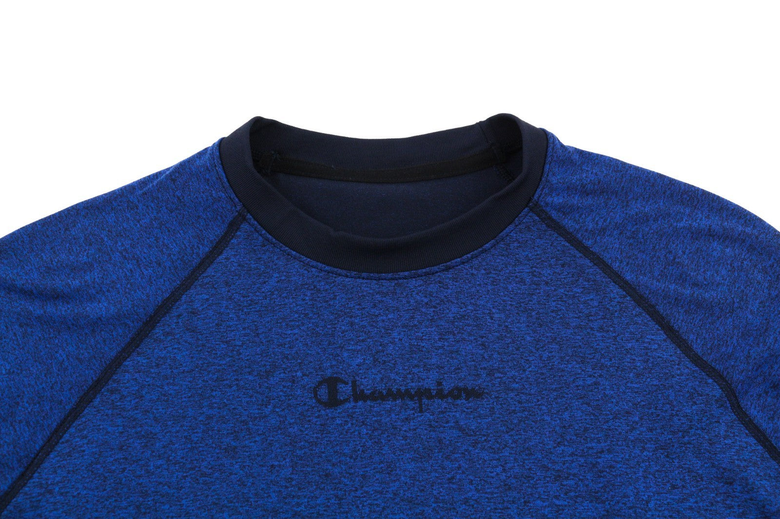 CHAMPION vyriški L/XL dydžio mėlyni tamprūs ilgomis rankovėmis sportiniai marškinėliai su logotipu 