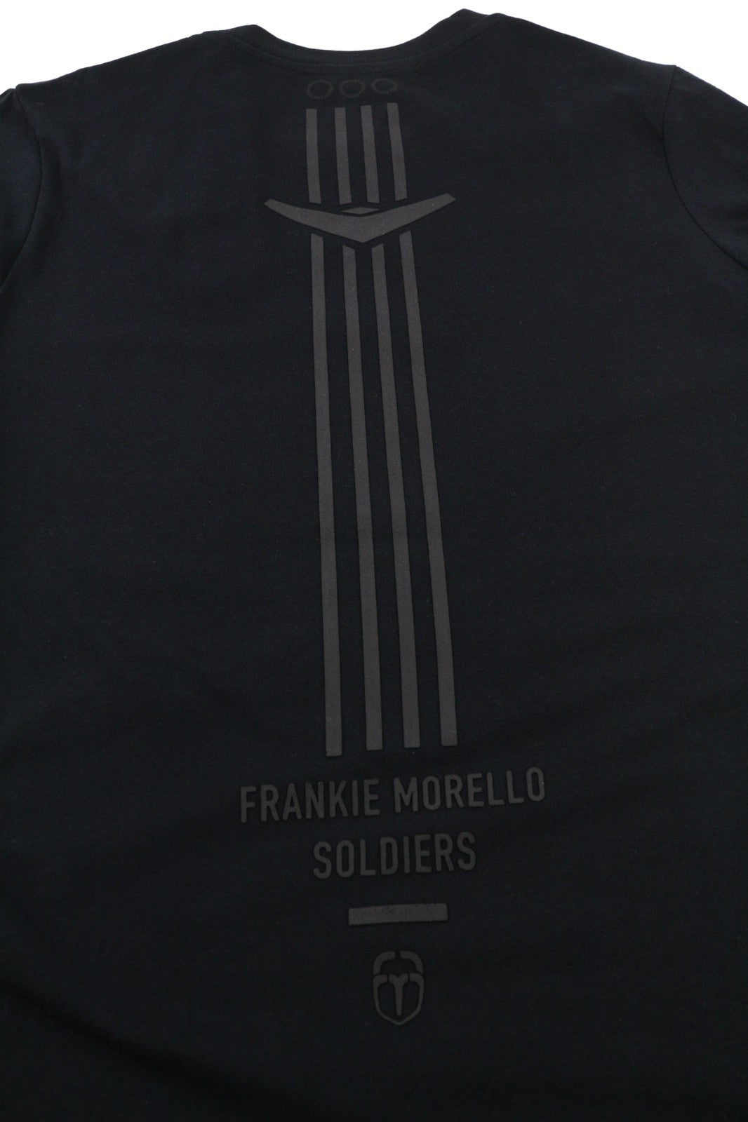 FRANKIE MORELLO Jianjian vyriški XS dydžio juodi medvilniniai marškinėliai trumpomis rankovėmis su grafiniu raštu