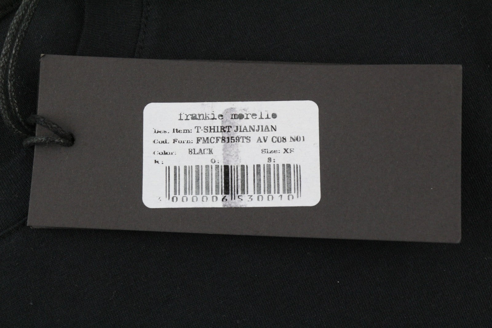 FRANKIE MORELLO Jianjian vyriški XS dydžio juodi medvilniniai marškinėliai trumpomis rankovėmis su grafiniu raštu