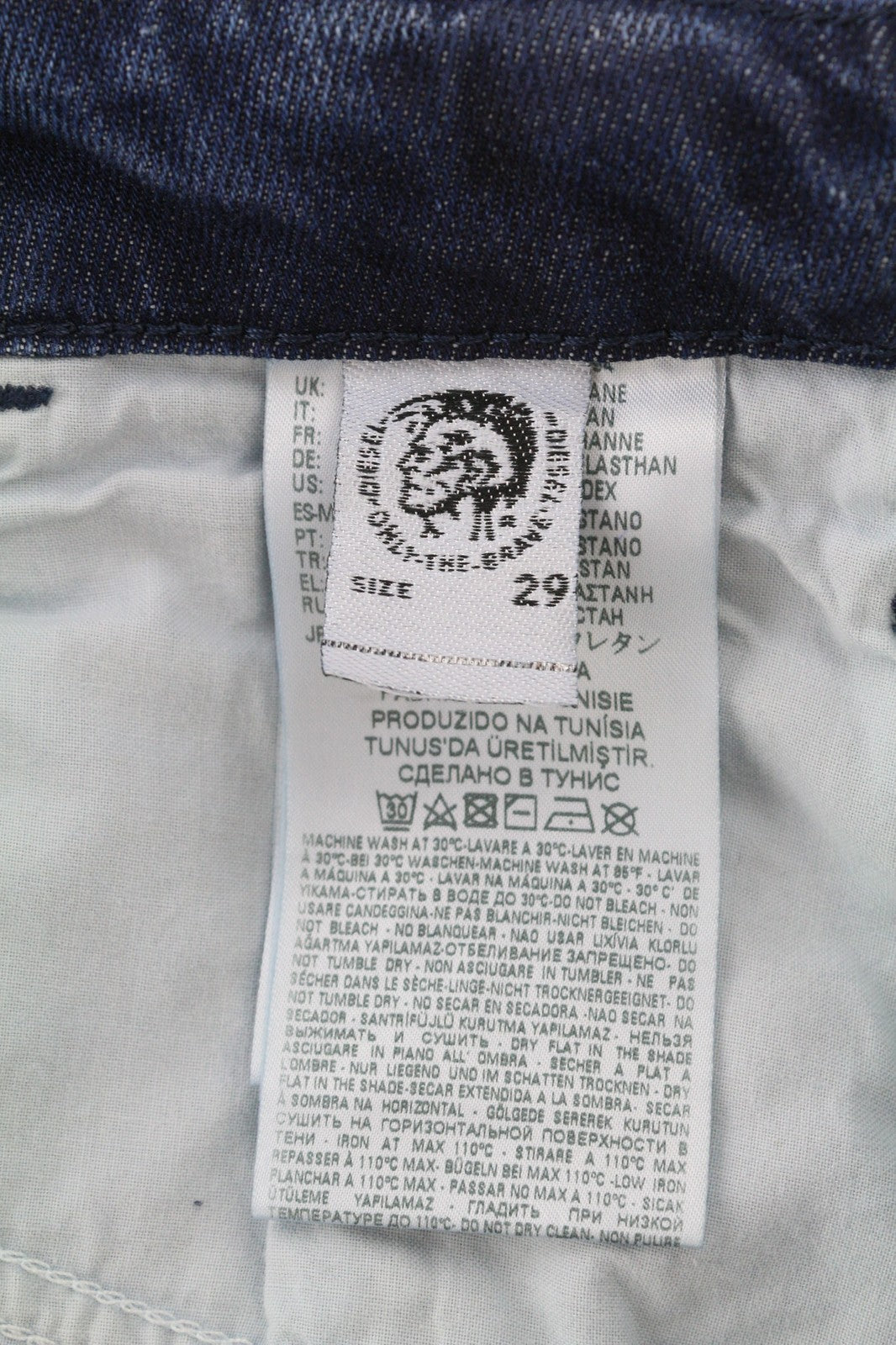 DIESEL D-Bazer 084DD vyriški džinsai W29/L34 mėlyni, siaurėjantys, tamprūs, dirbtinio atspalvio. 