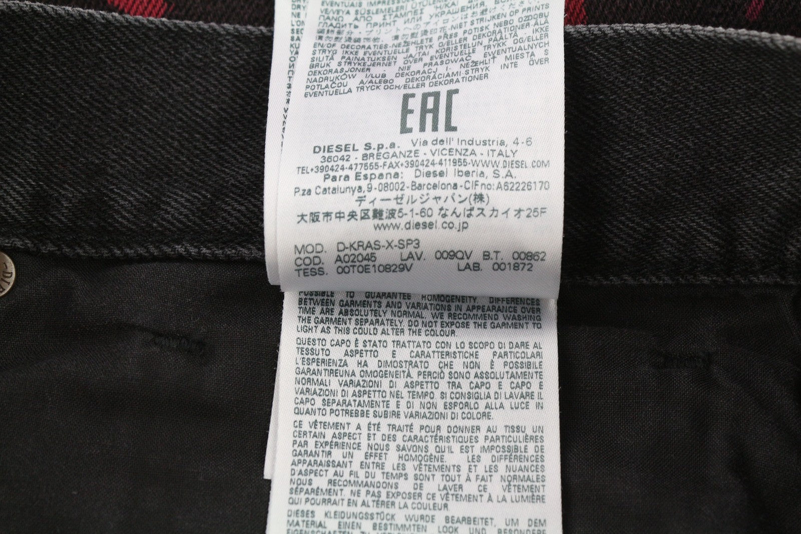 DIESEL D-Kras 009QV vyriški džinsai W32/L30 juodi, prigludę, su sagomis RRP420 