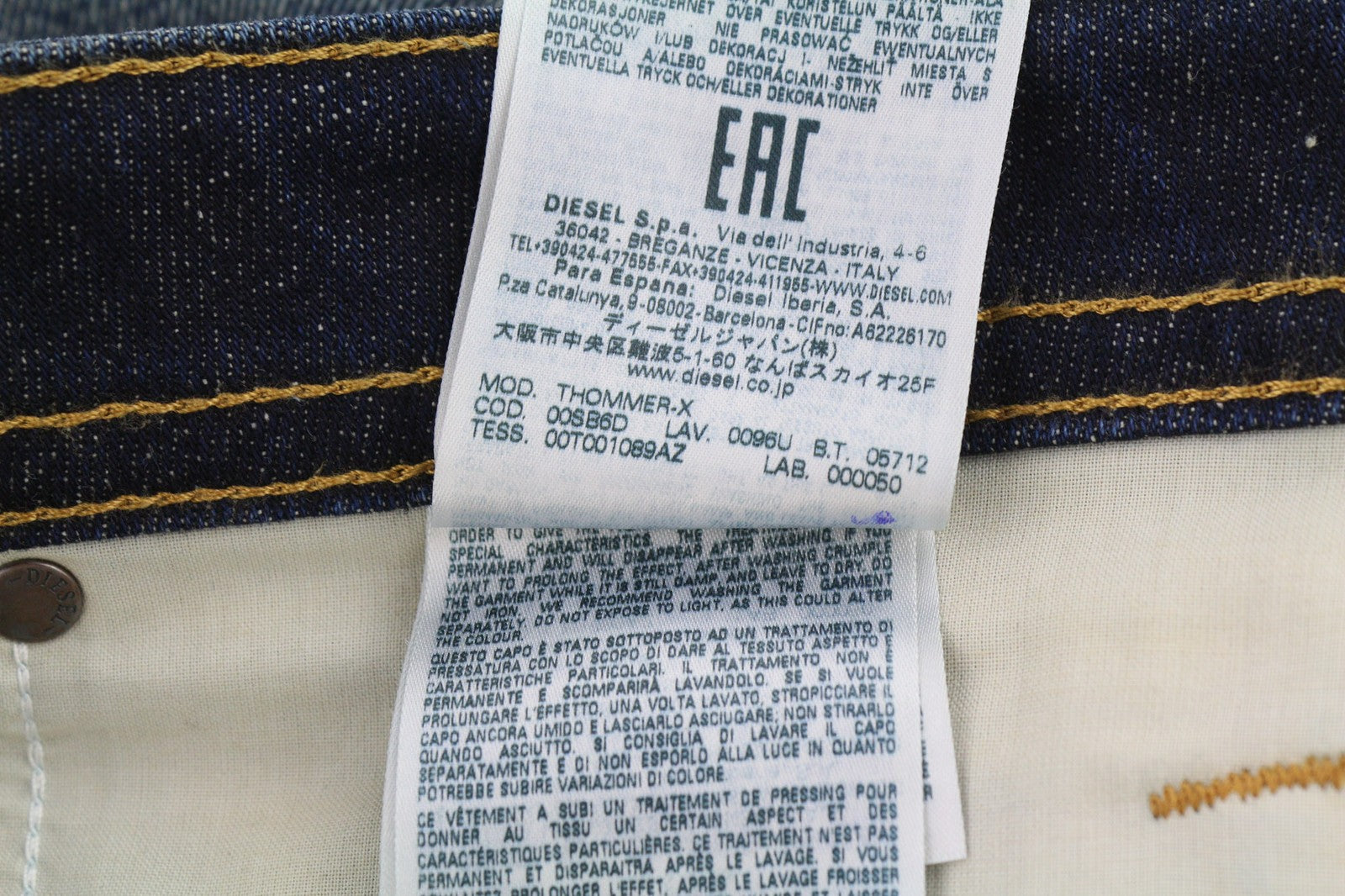 DIESEL Thommer-X 0096U vyriški džinsai W38/L32 mėlyni, aptempti, tamprūs užtrauktukai 