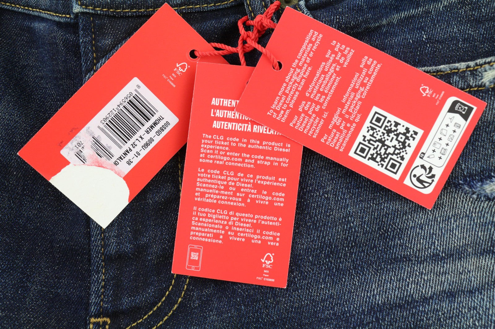 DIESEL Thommer-X 0096U vyriški džinsai W38/L32 mėlyni, aptempti, tamprūs užtrauktukai 