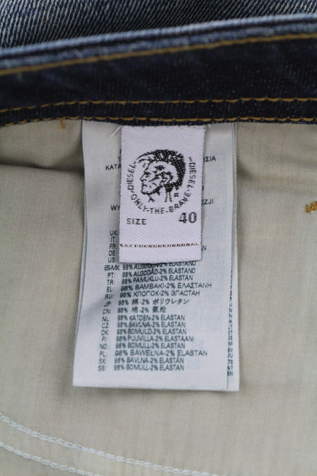 DIESEL Thommer-X 0096U vyriški džinsai W40/L32 mėlyni, aptempti, su logotipu ir užtrauktuku 