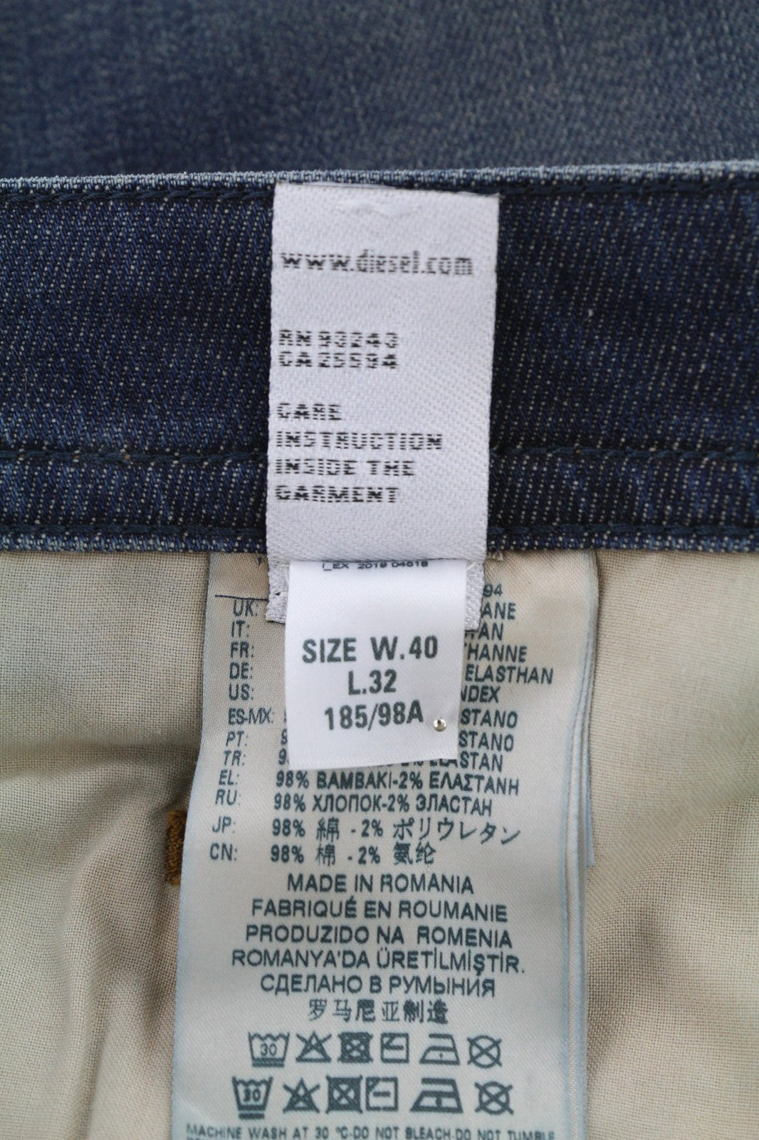 DIESEL Buster 084ZU vyriški džinsai W40/L32 Washed Regular Slim Taper Stretch 