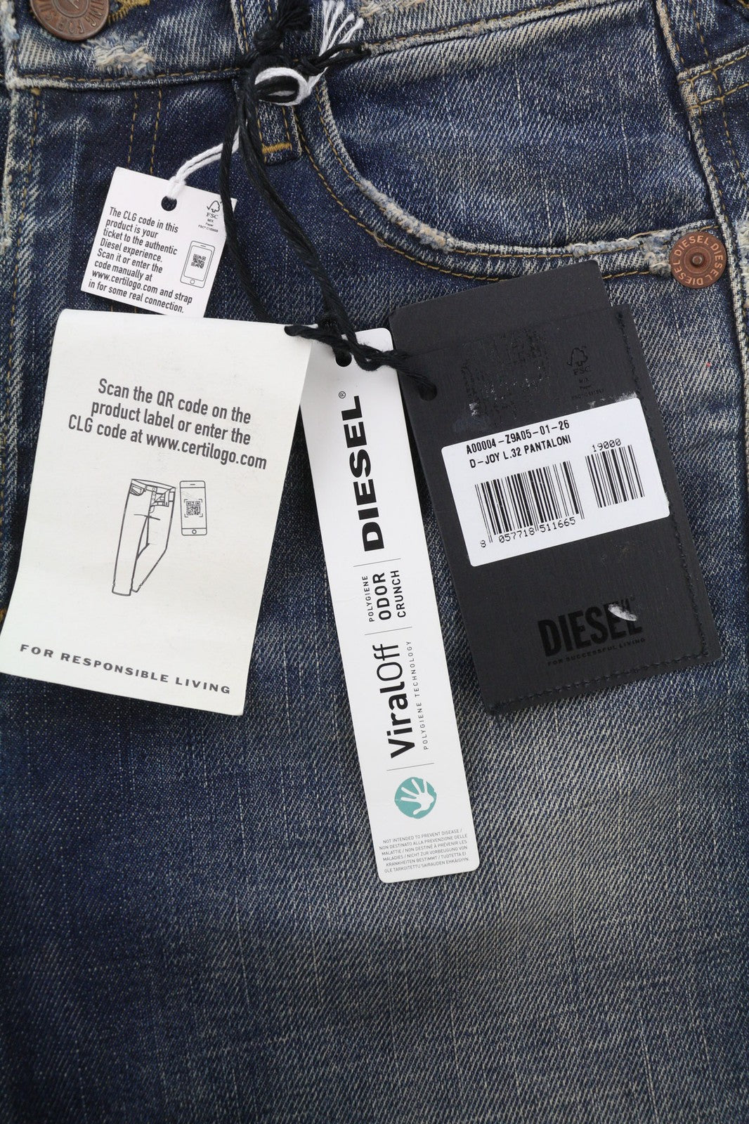 DIESEL D-Joy Z9A05 Women's Jeans W26/L32 Blue Washed Slim Stretch Mid-Rise