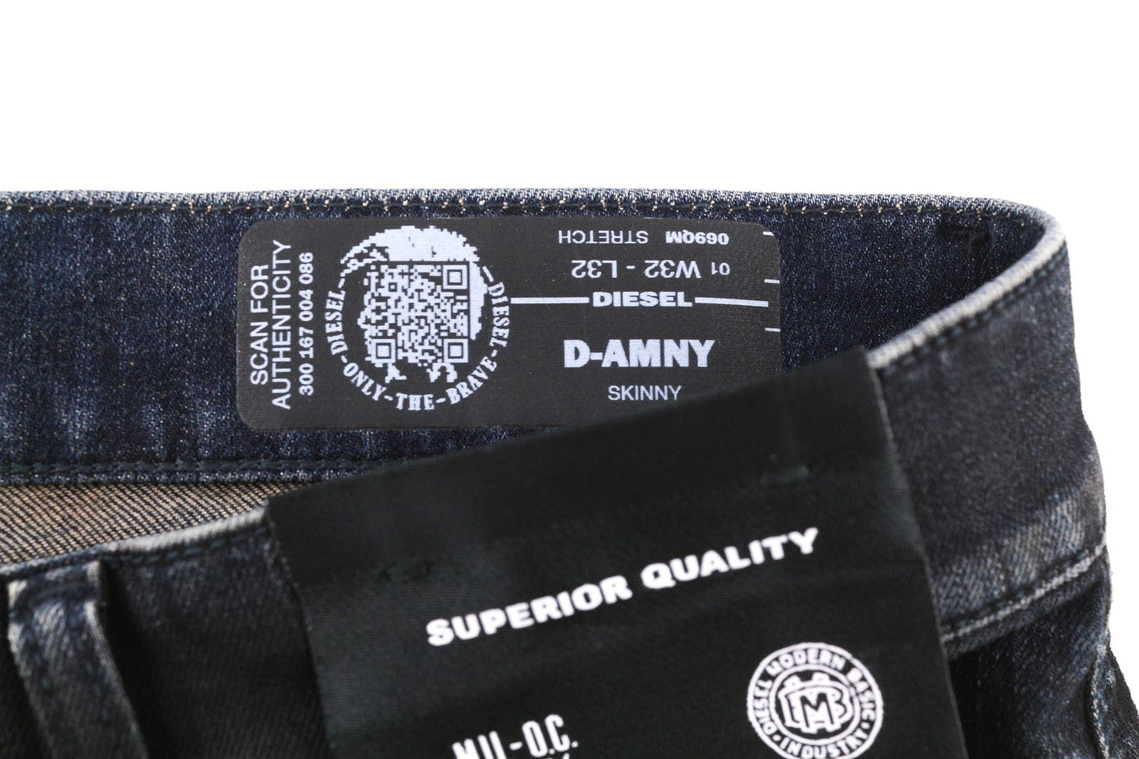 DIESEL D-Amny 069QM vyriški džinsai W32/L32 tamsūs, skalbti, aptempti, tamprūs, su užtrauktuku 