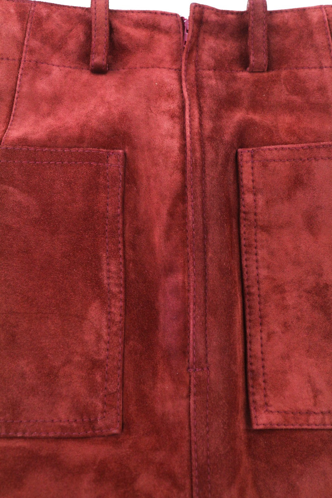 BALLY Women's US8 Brown Calf Leather Suede Lined Pocket Skirt