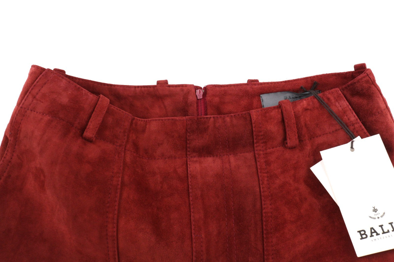 BALLY Women's US8 Brown Calf Leather Suede Lined Pocket Skirt