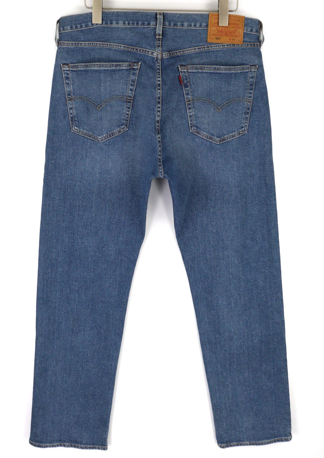 LEVI STRAUSS &amp; CO 501 vyriški W36/L32 mėlyni tamprūs, tiesaus kirpimo, skalbti džinsai 