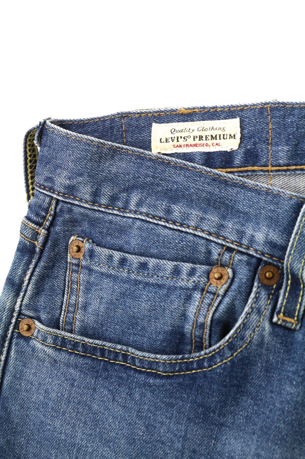 LEVI STRAUSS &amp; CO 501 vyriški W36/L32 mėlyni tamprūs, tiesaus kirpimo, skalbti džinsai 