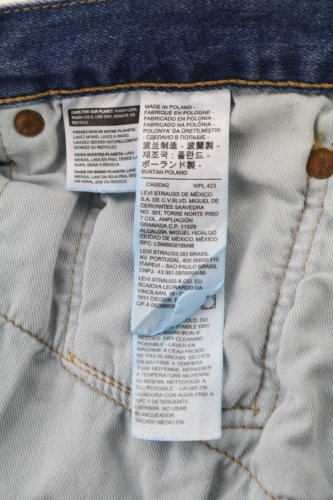 LEVI STRAUSS &amp; CO 501 vyriški W36/L32 mėlyni tamprūs, tiesaus kirpimo, skalbti džinsai 
