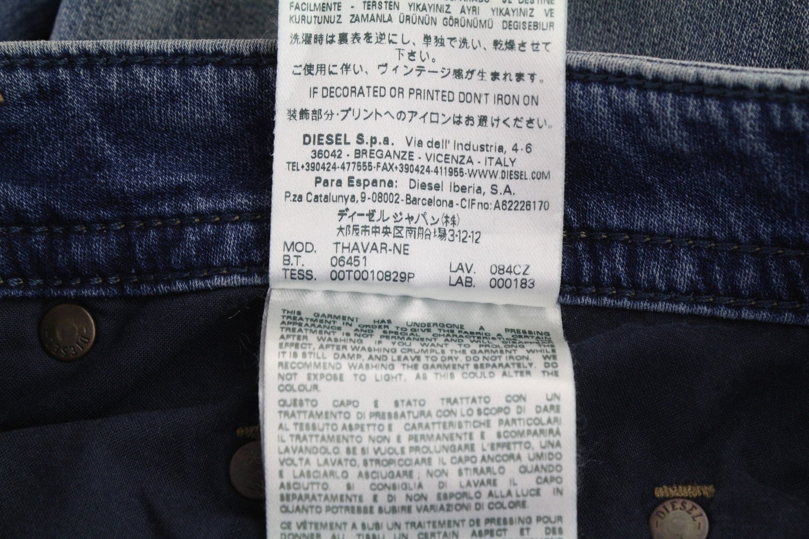 DIESEL Thavar-Ne 084CZ vyriški džinsai W26 Jogg Sweat Washed Slim Fit Zip Stretch 