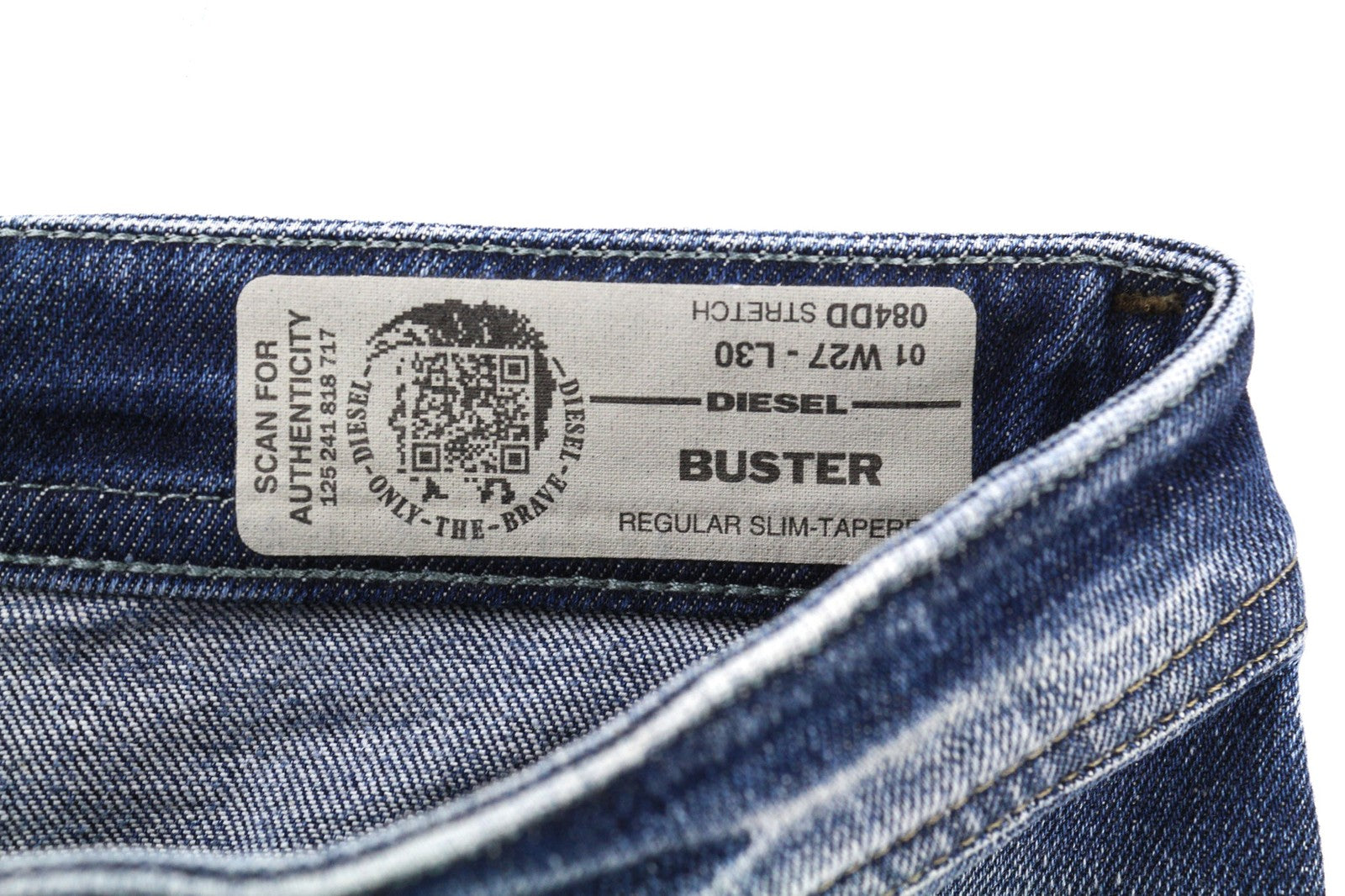 DIESEL Buster 084DD vyriški džinsai W27/L30 mėlyni, skalbti, ploni, siaurėjantys, tamprūs 