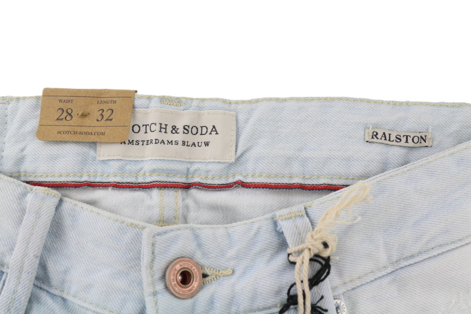 SCOTCH &amp; SODA Ralston vyriški šviesiai mėlyni grynos medvilnės įprasto kirpimo džinsai W28/L32 