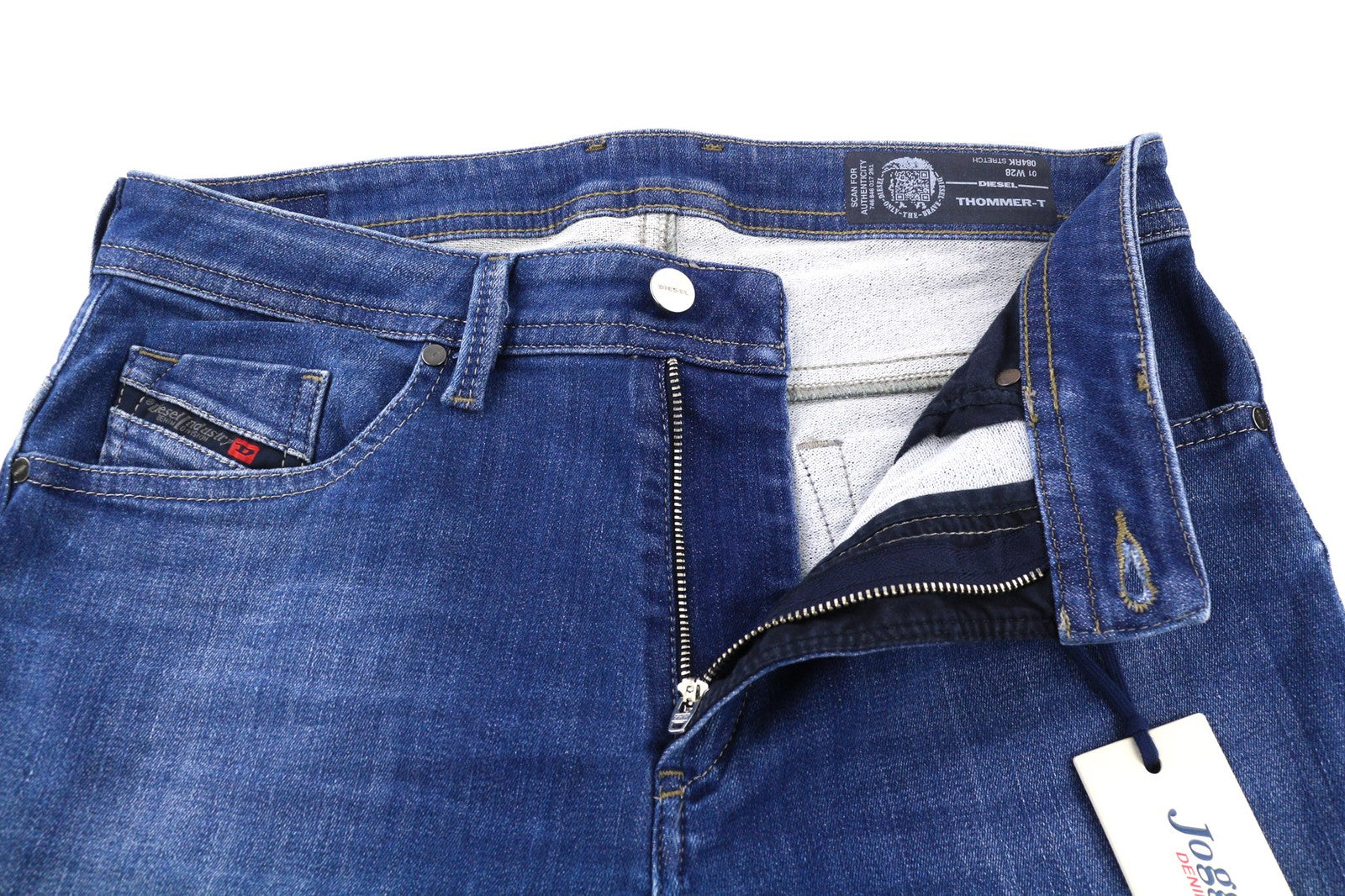 DIESEL Thommer-T 084RK vyriški džinsai W28 Jogg Sweat Slim Washed Blue Stretch 
