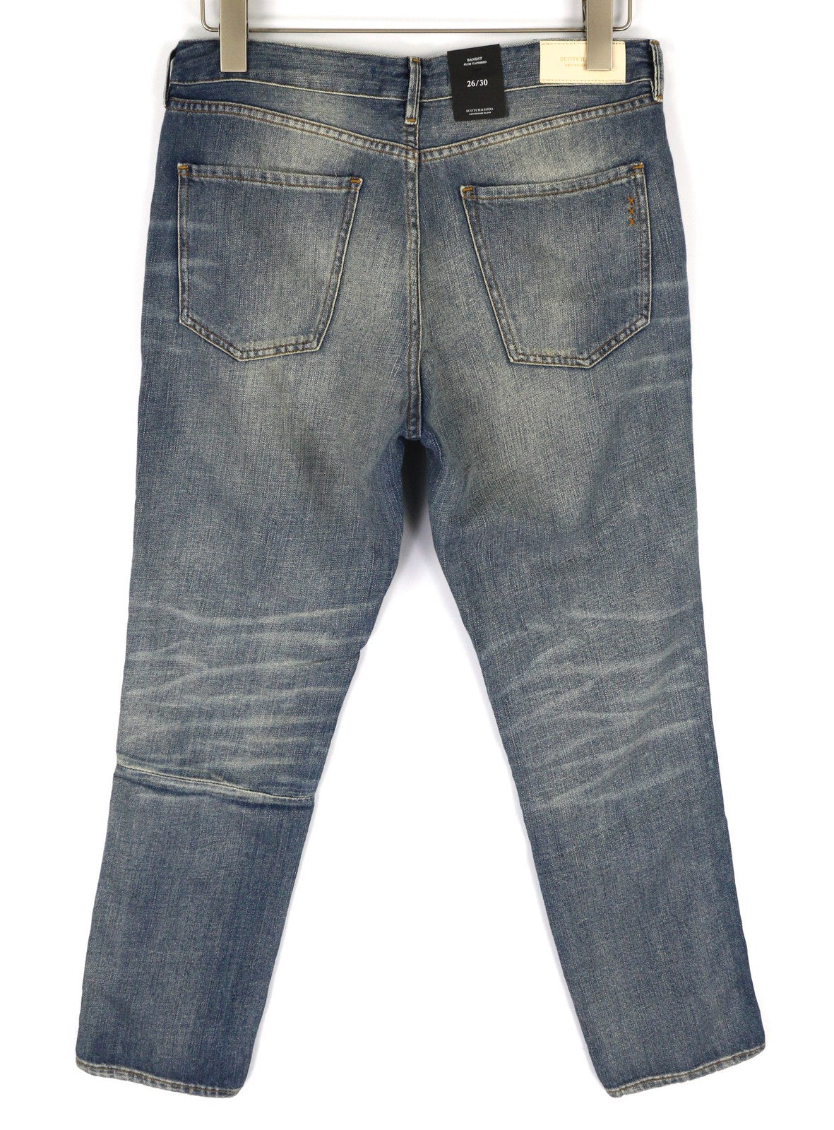 SCOTCH & SODA Bandit Women's W26/L30 Blue Linen Cotton Slim Taper Distress Jeans