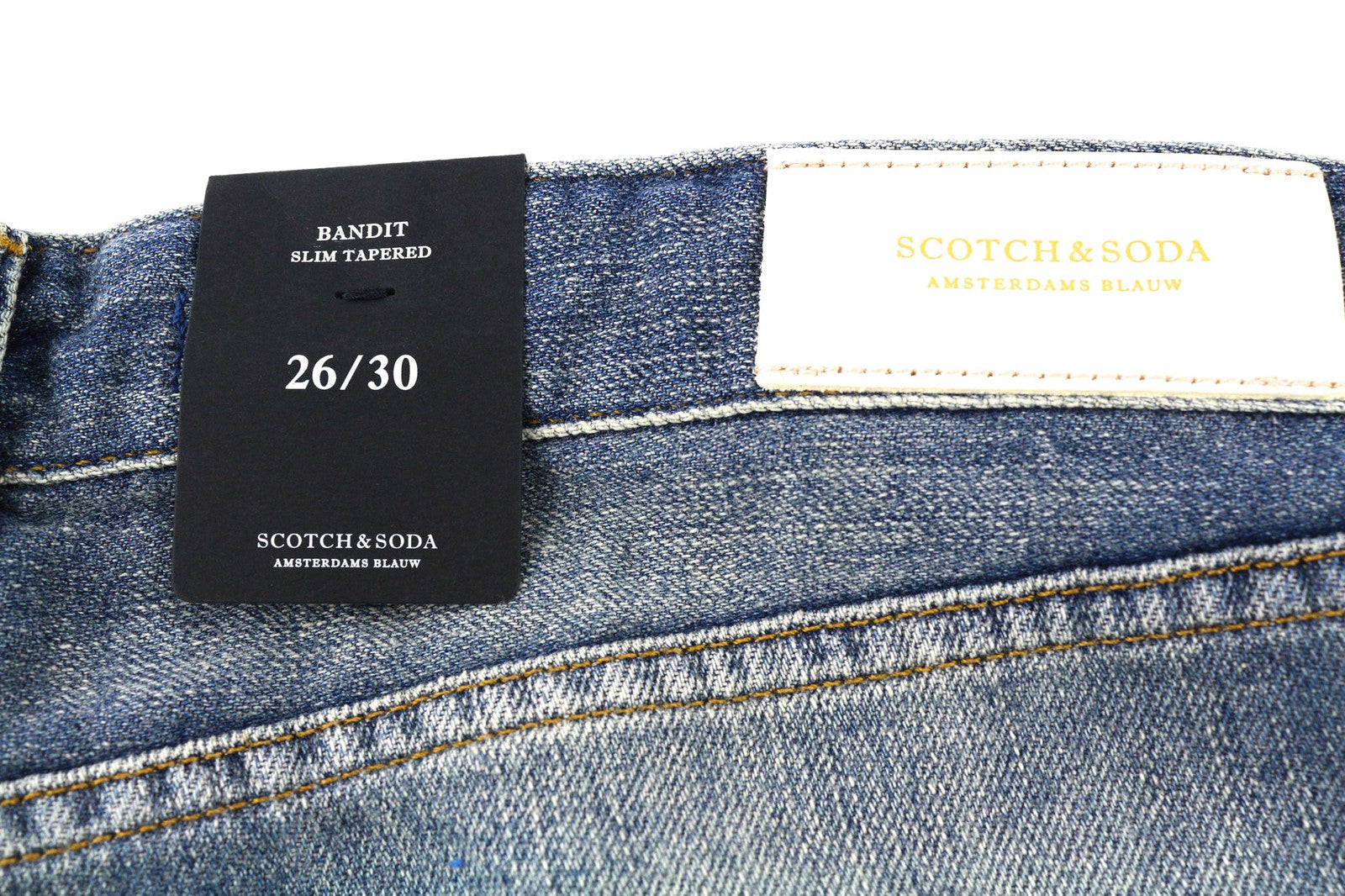 SCOTCH & SODA Bandit Women's W26/L30 Blue Linen Cotton Slim Taper Distress Jeans