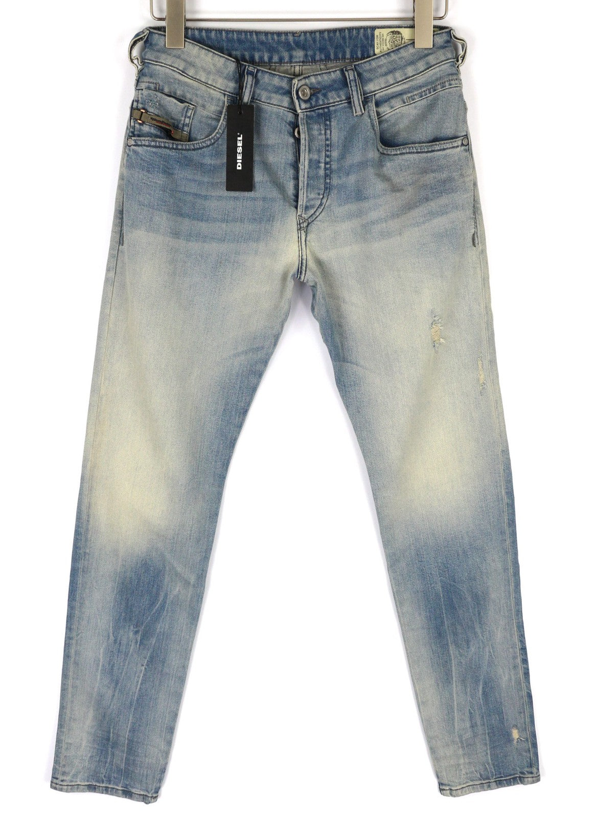DIESEL D-Bazer 081AP vyriški mėlyni W27/L32 skalbti siaurėjantys tamprūs džinsai 