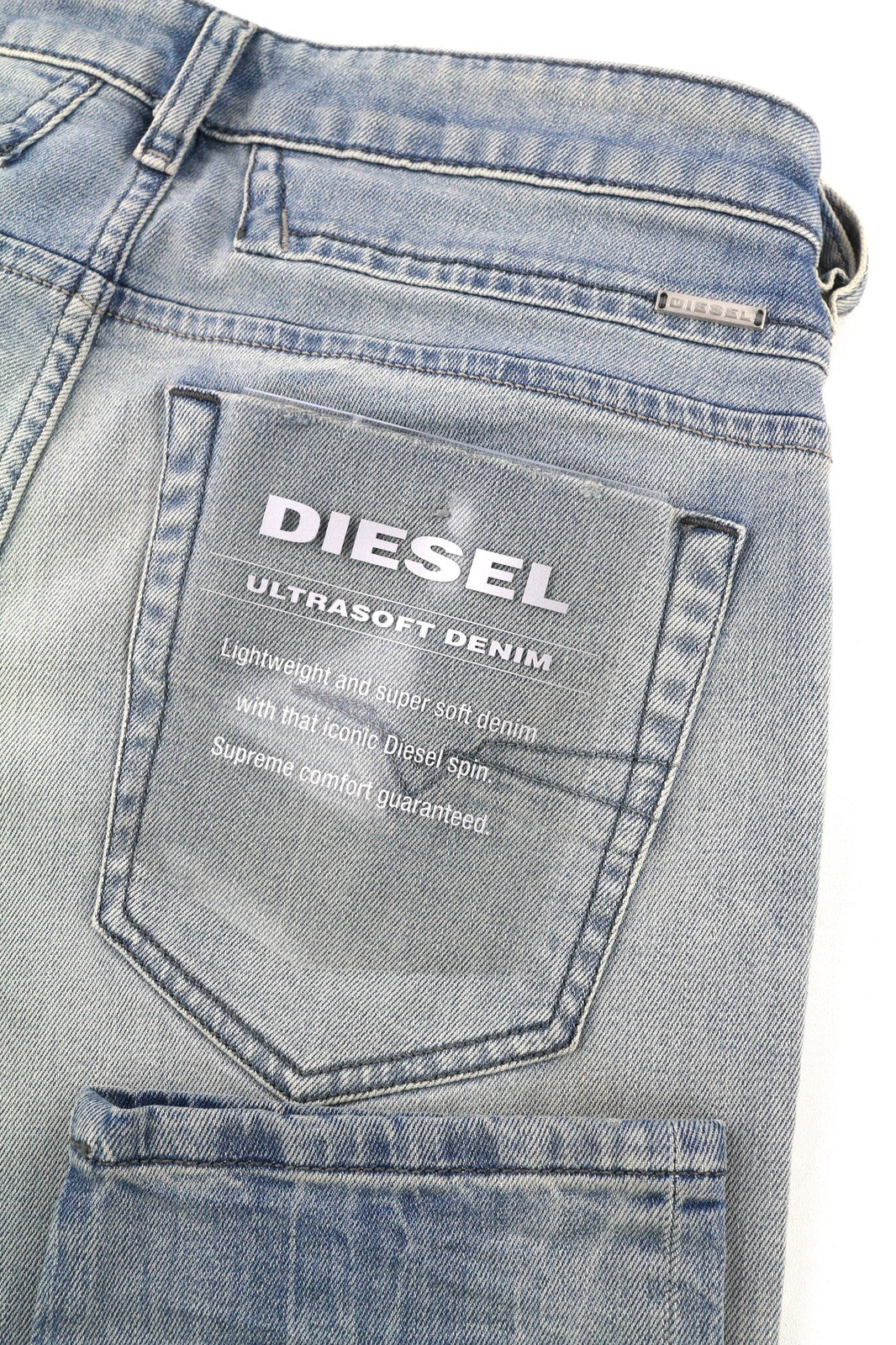 DIESEL D-Bazer 081AP vyriški mėlyni W27/L32 skalbti siaurėjantys tamprūs džinsai 