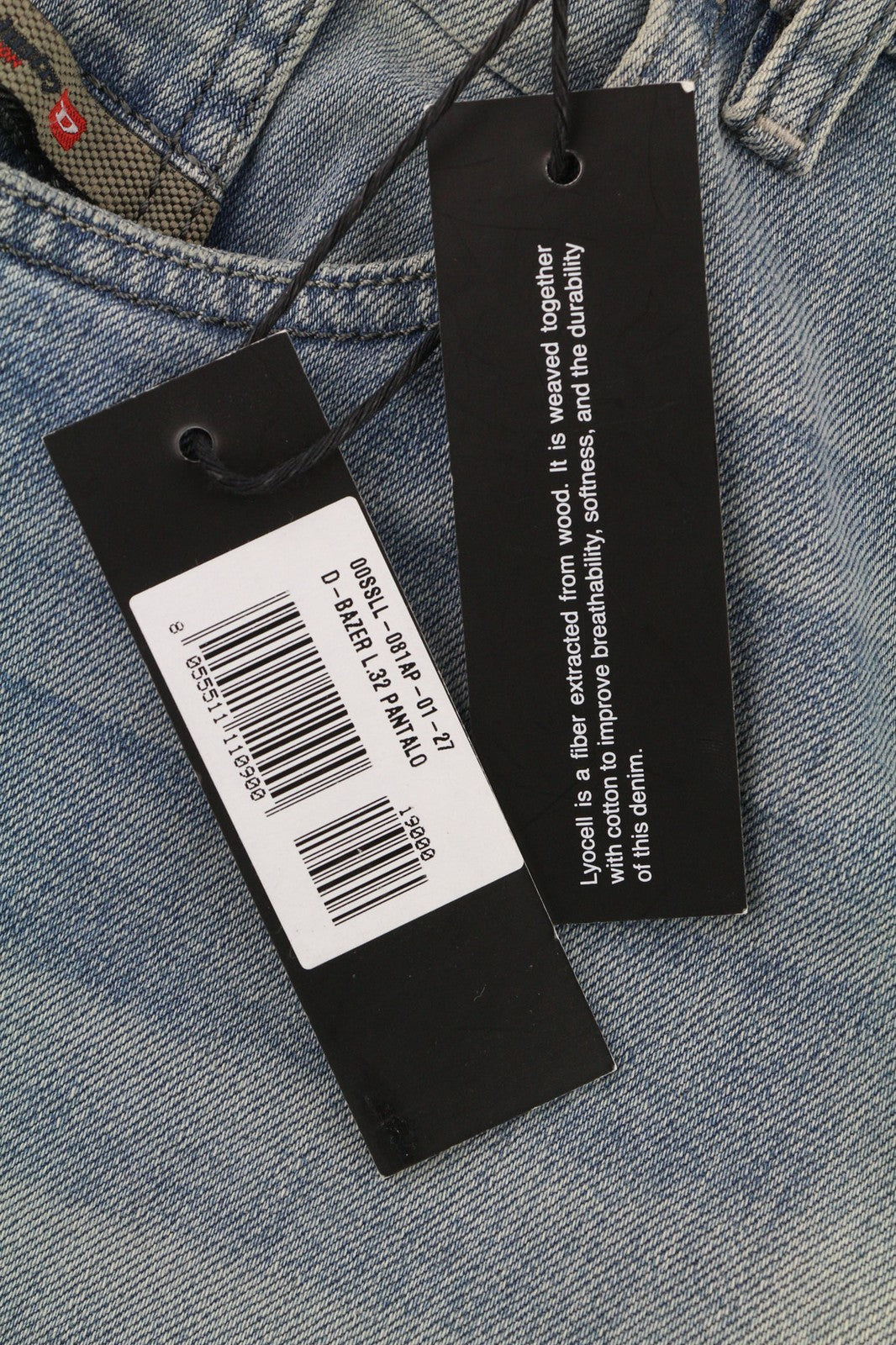 DIESEL D-Bazer 081AP vyriški mėlyni W27/L32 skalbti siaurėjantys tamprūs džinsai 