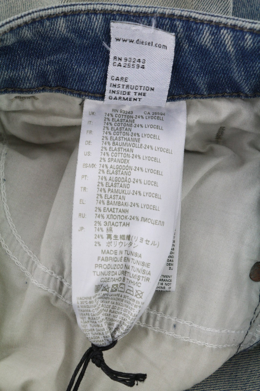 DIESEL D-Bazer 081AP vyriški mėlyni W27/L32 skalbti siaurėjantys tamprūs džinsai 