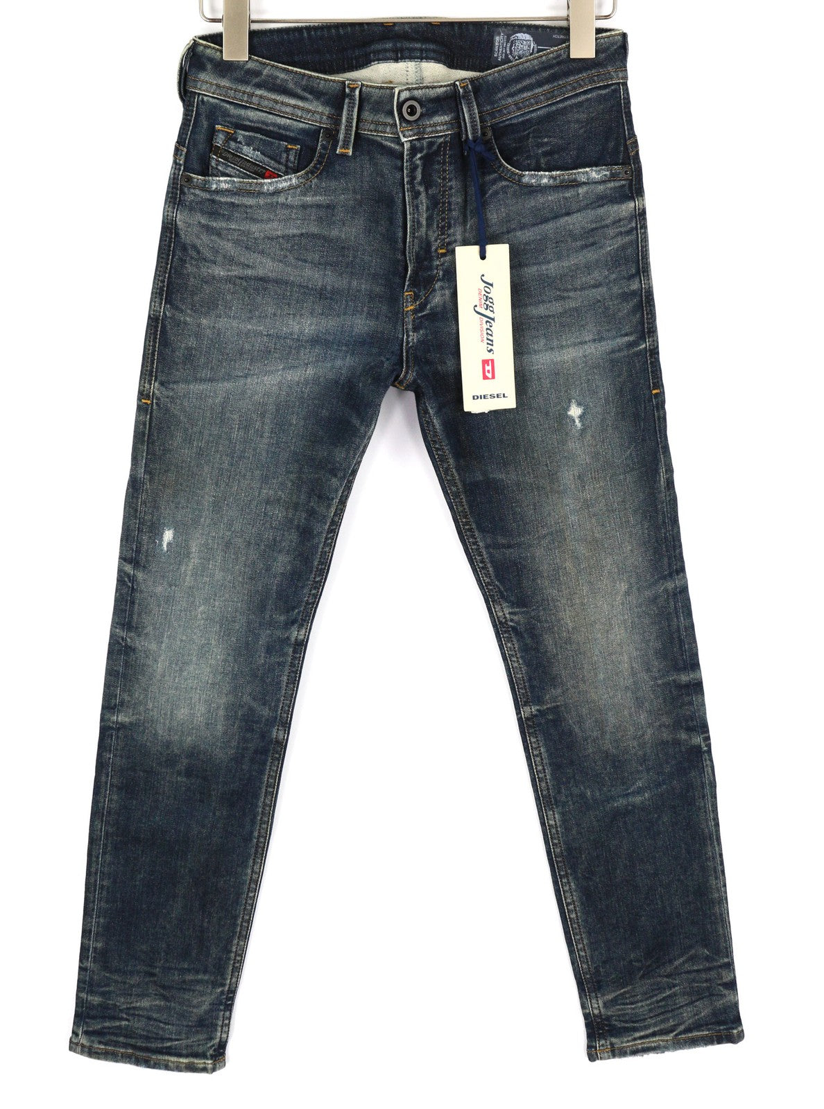 DIESEL Thommer-T 087AI vyriški džinsai W27 Jogg Sweat Slim Fit skalbta mėlyna 