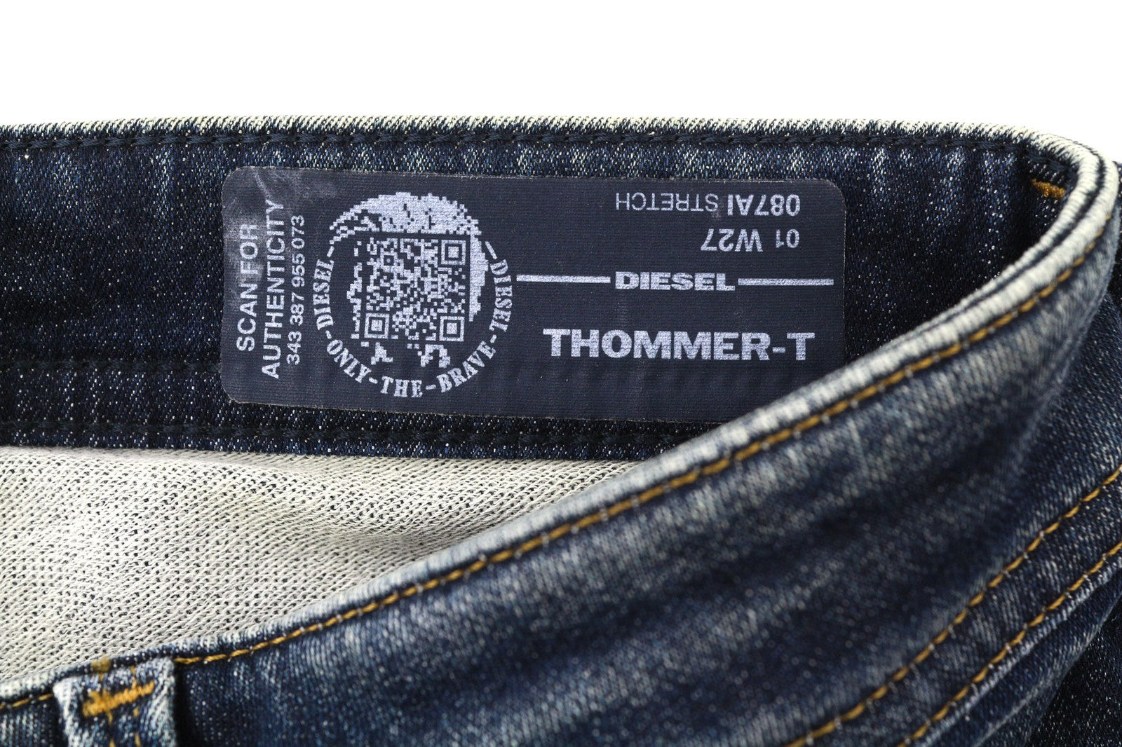 DIESEL Thommer-T 087AI vyriški džinsai W27 Jogg Sweat Slim Fit skalbta mėlyna 