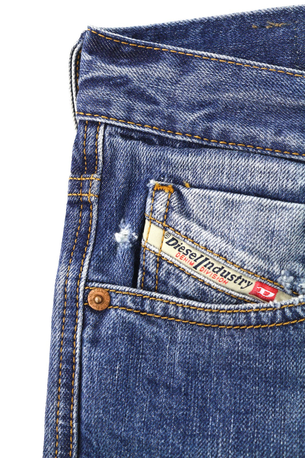 DIESEL Mharky-B 085AG vyriški mėlyni W29/L32 skalbti ploni aptempti grynos medvilnės džinsai 