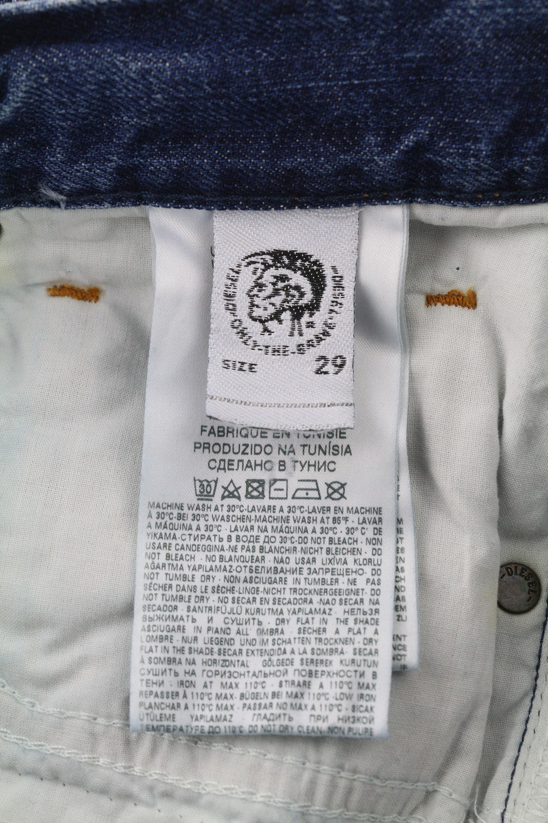 DIESEL Mharky-B 085AG vyriški mėlyni W29/L32 skalbti ploni aptempti grynos medvilnės džinsai 