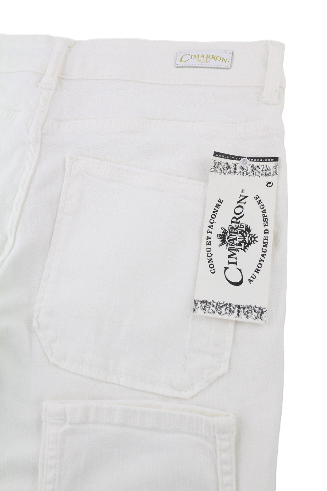 CIMARRON Claudie moteriškos W25 baltos medvilninės tamprios, plonos laisvalaikio kelnės 