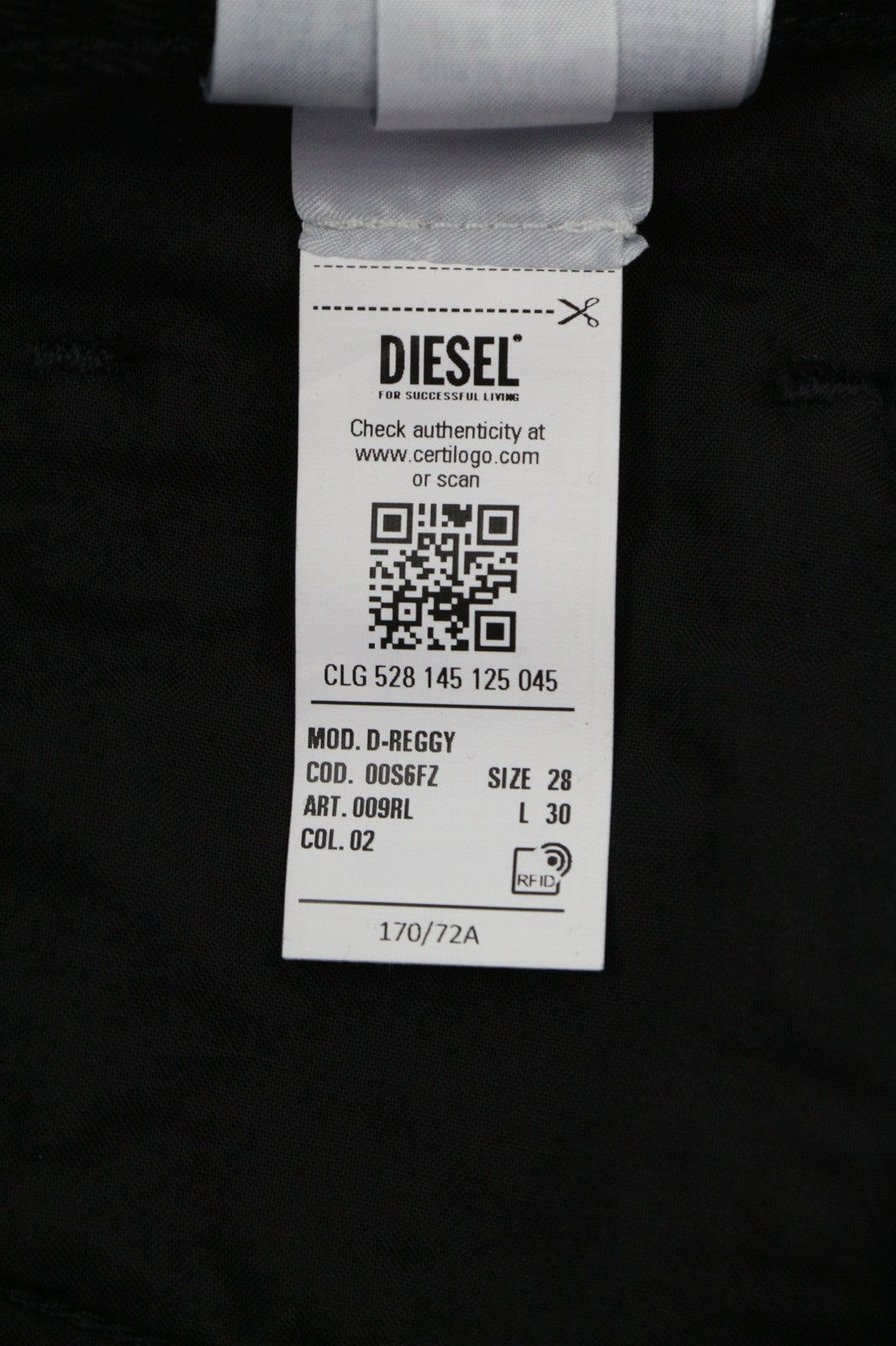 DIESEL D-Reggy 009RL Women's Jeans W28/L30 Black Straight Zip Fly Mid-Rise