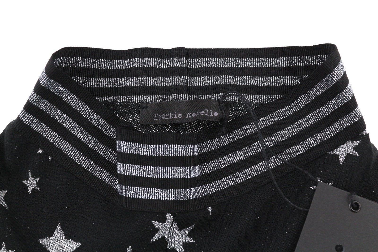 FRANKIE MORELLO Vidor moteriškos kelnės 40 juodos žvaigždės rašto plonas elastingas juosmuo 