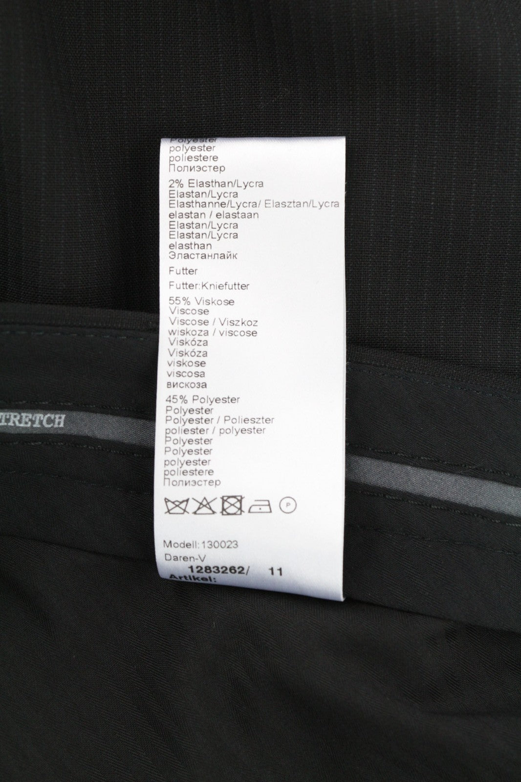 DIGEL Daren-V Men's Trousers UK38 Black Virgin Wool Stretch Stripe Zip Fly