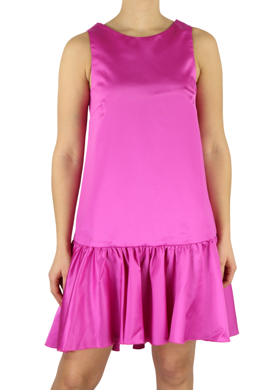 GUGLIELMOS CAPONE moteriška suknelė ~S violetinė be rankovių apvalios iškirptės trumpi klasikiniai logotipai 