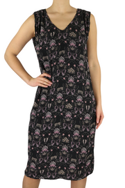 JACQUELINE RIU Rjapa196 Women's Dress 38 Dark Floral V-Neck Sleeveless Pattern
