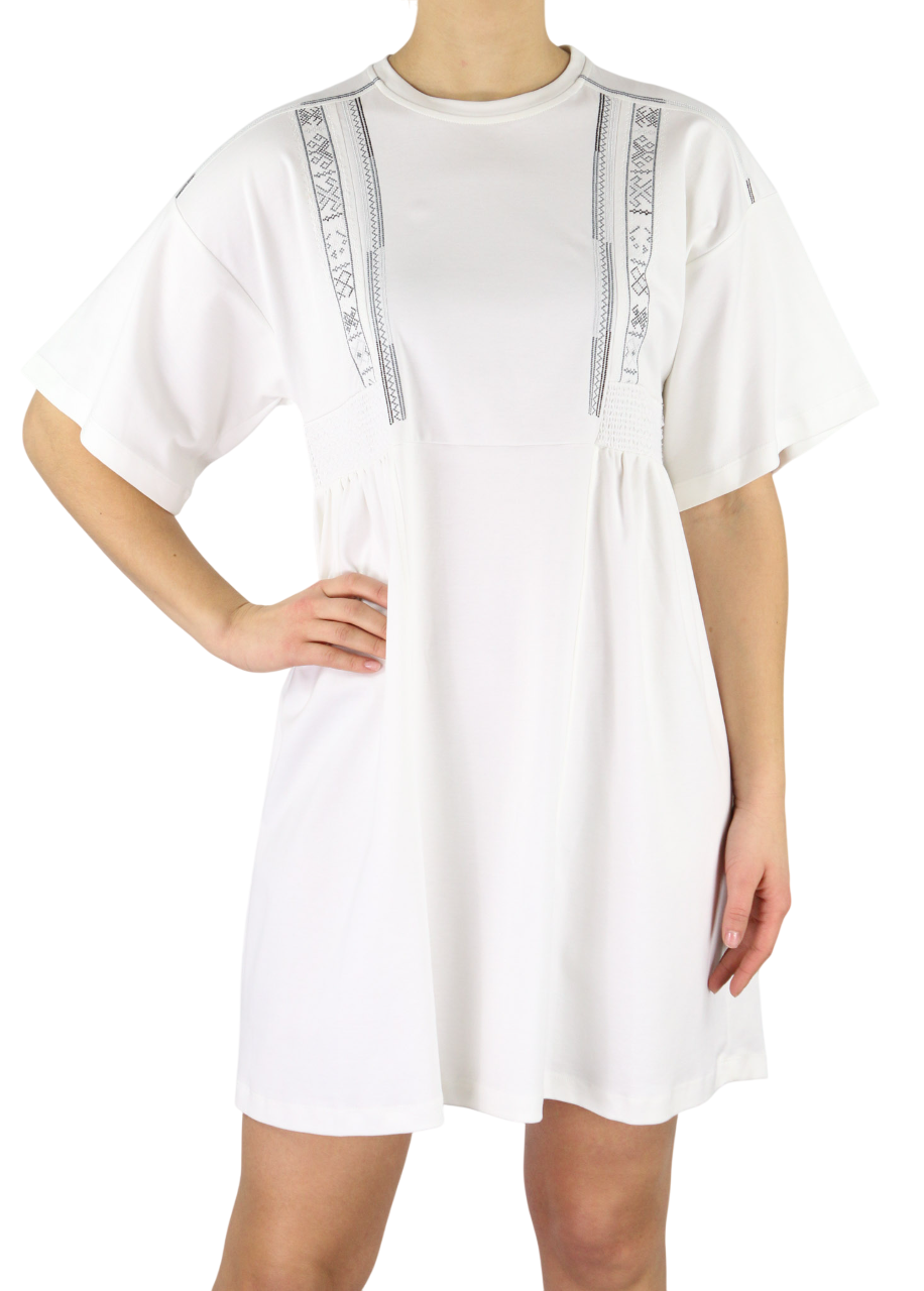 DIESEL Bgtih moteriška suknelė XS, juodos ir auksinės spalvos, siuvinėta, trumpomis rankovėmis, mini stiliaus 