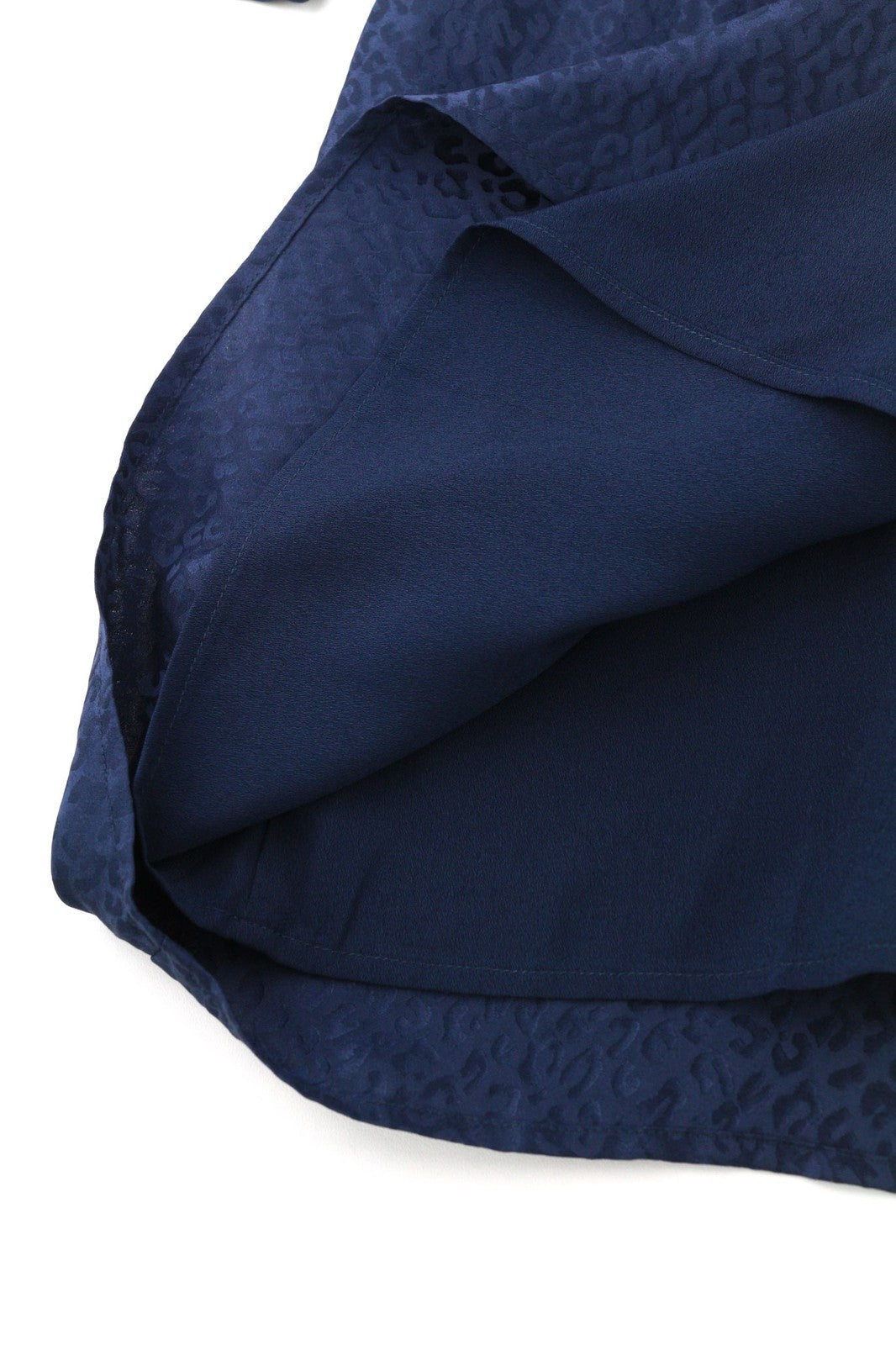 ONE STEP Ikks moteriška suknelė, 38 cm, tamsiai mėlyna, šilko mišinio, su 3/4 rankovėmis, užtrauktuku ir raštu. 