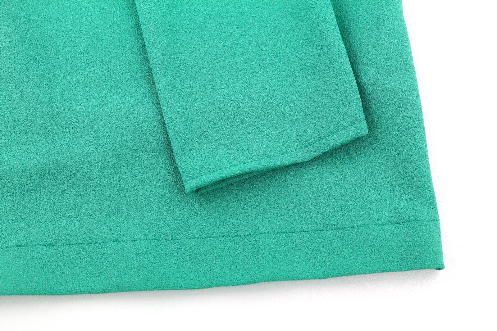 ALMATRICHI Women's Dress 36 Green Ruffle Long Sleeve Lined Open Back Short Logo