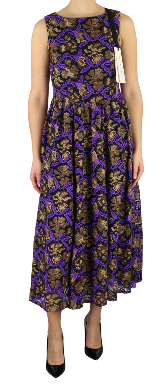 GUGLIELMO CAPONE Ballerina Pizz moteriška suknelė 40 siuvinėta be rankovių midi 